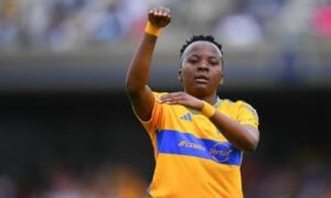 Banyana Banyana star Thembi Kgatlana celebrates a goal for Tigres