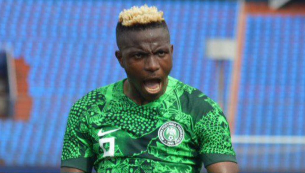 Victor Osimhen celebrates a goal for Nigeria at AFCON qualifiers