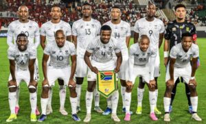 Bafana Bafana players pose for a team photo at 2023 AFCON