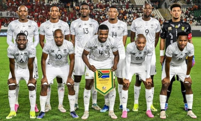 Bafana Bafana players pose for a team photo at 2023 AFCON