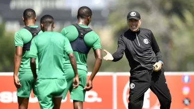 Cape Town Spurs coach and players at training. The club is set to sign a former Orlando Pirates defender