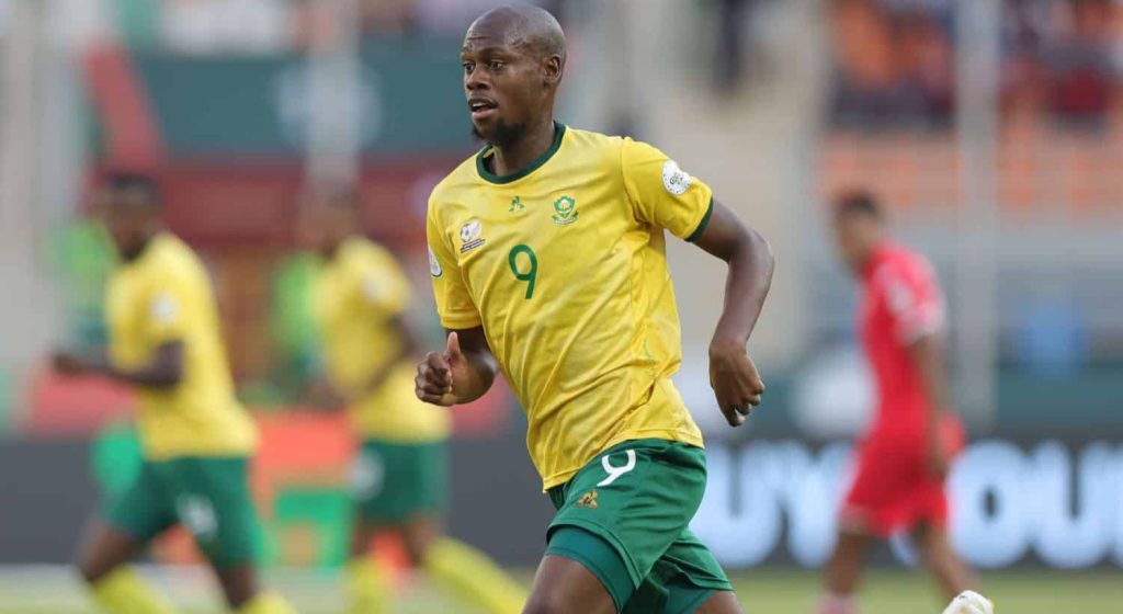 Evidence Makgopa in action for Bafana Bafana at 2023 AFCON