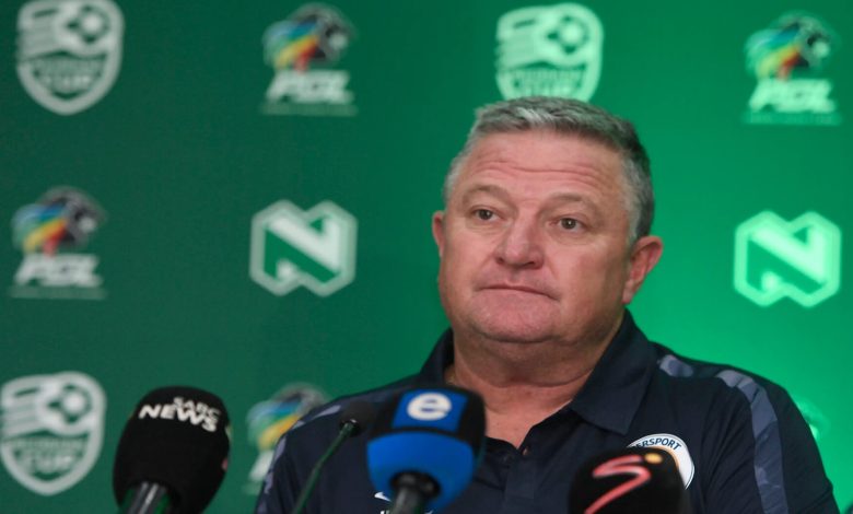 Gavin Hunt attending a Nedbank Cup press conference