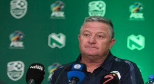 Gavin Hunt attending a Nedbank Cup press conference