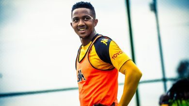 Given Msimango during Kaizer Chiefs training session
