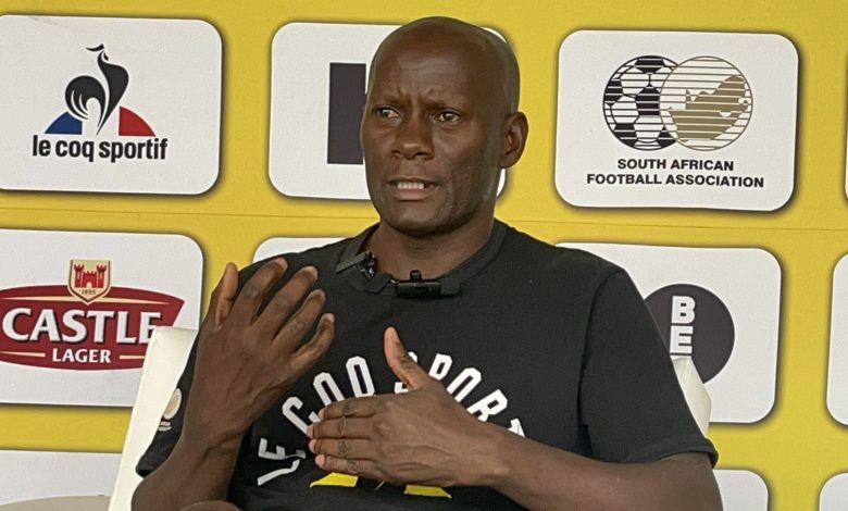 Helman Mkhalele of Bafana Bafana addressing the media