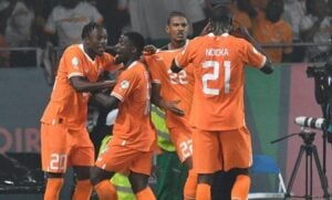 Ivory Coast players in celebrations.