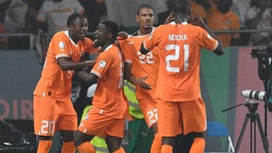 Ivory Coast players in celebrations.