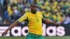 Katlego Mphela in action for Bafana Bafana.