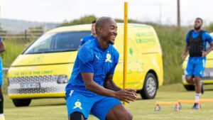 Lebohang Maboe working hard at training.
