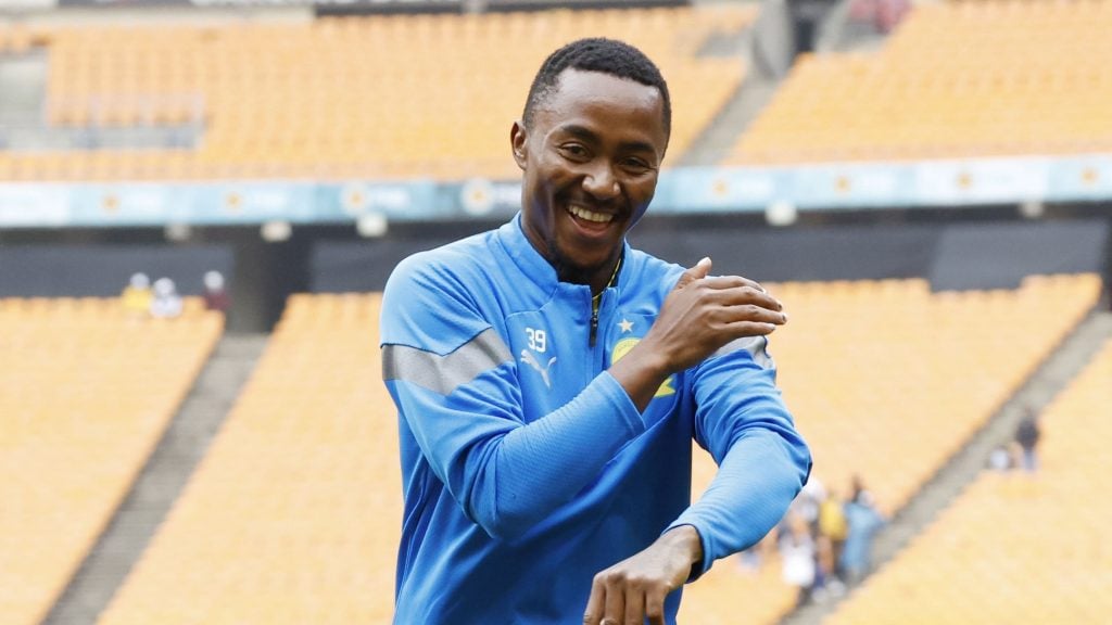 Mamelodi Sundowns winger Lebohang Maboe in smiles