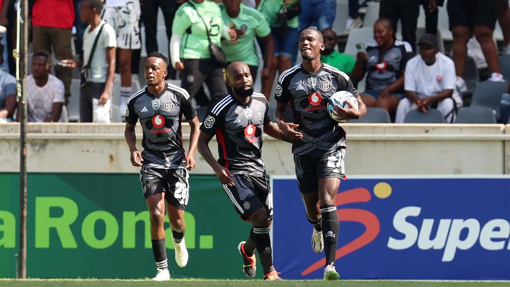 Orlando Pirates players in celebratory after scoring against Crystal Lake in Nedbank Cup Last 32 clash.