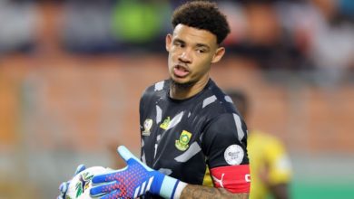 Ronwen Williams in action for Bafana Bafana at 2023 AFCON