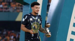 Ronwen Williams poses with AFCON awards