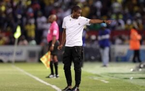 Rulani Mokwena in the sidelines during a Mamelodi Sundowns match