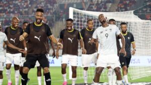 Bafana Bafana players in celebratory mood.