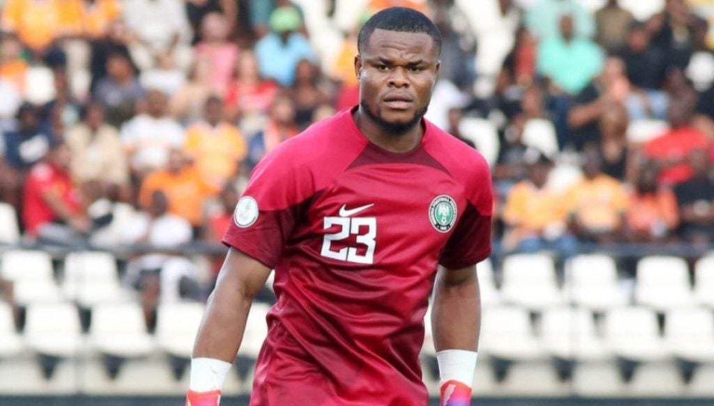 Stanley Nwabali in action for Nigeria at 2023 AFCON