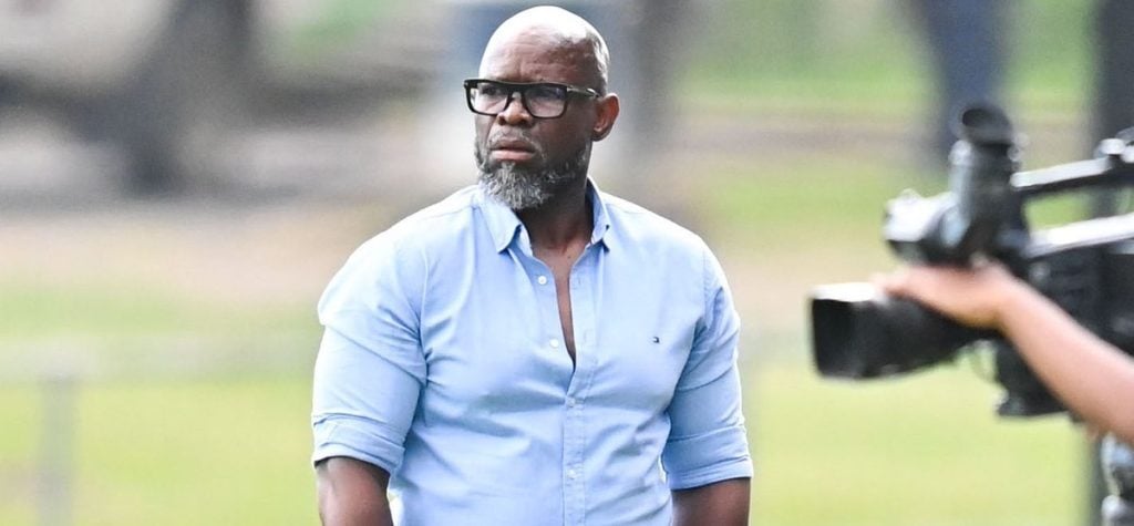 Steve Komphela in the dugout for Moroka Swallows