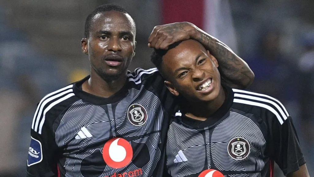 Thembinkosi Lorch with Relebohile Mofokeng at Orlando Pirates