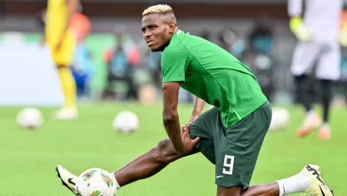 Victor Osimhen of Nigeria during a training session