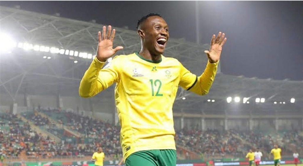 Thapelo Maseko in jubilation mood after scoring.
