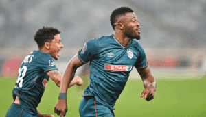 AmaZulu FC forward Augustine Kwem celebrating a goal