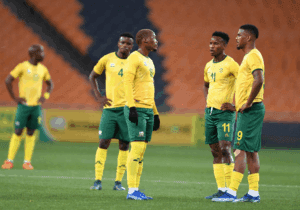 Bafana Bafana players on the field during a match during a match