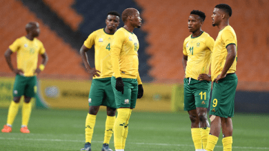 Bafana Bafana players on the field during a match during a match