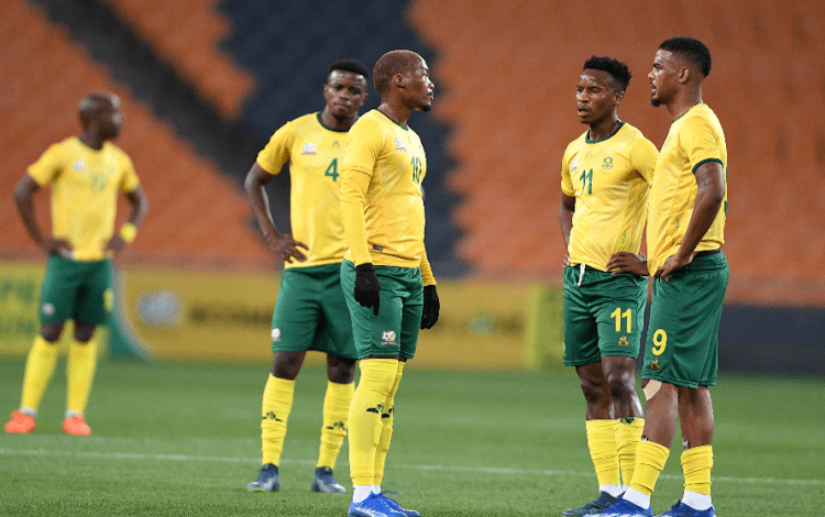 Bafana Bafana players on the field during a match during a match