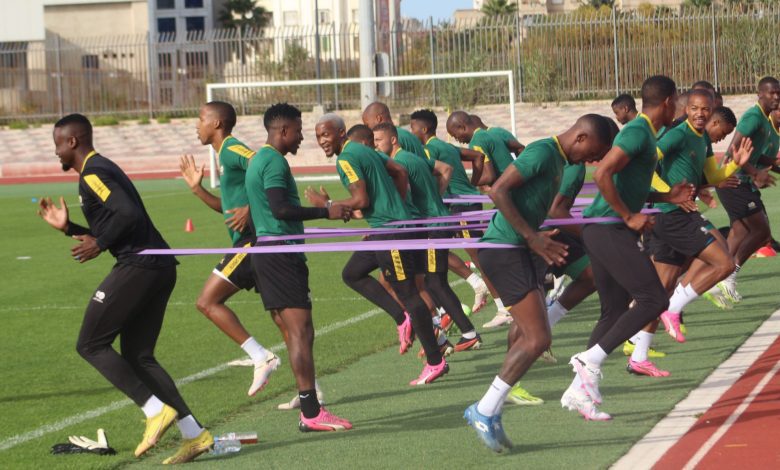 Bafana Bafana players during a training session in Algeria