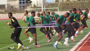 Bafana Bafana players during a training session in Algeria