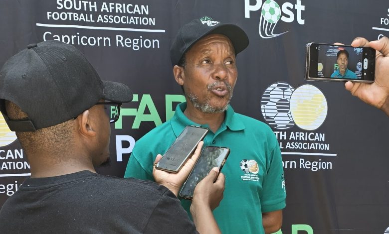 Coach Kgoloko Thobejane addressing the media.