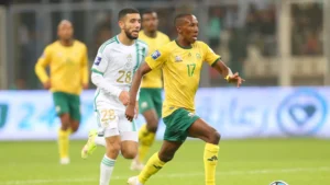 Elias Mokwana of Bafana Bafana in action, liked by Doctor Khumalo