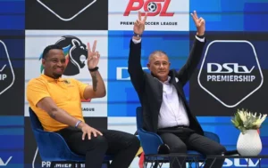 Itumeleng Khune and Cavin Johnson of Kaizer Chiefs during a Soweto Derby presser