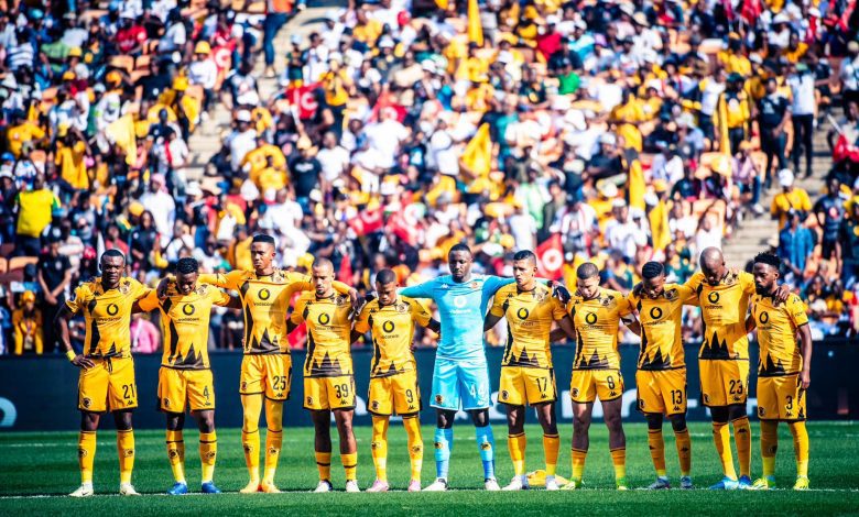 Kaizer Chiefs players during a moment of silence in the Soweto Derby