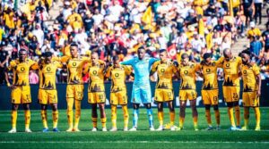 Kaizer Chiefs players during a moment of silence in the Soweto Derby