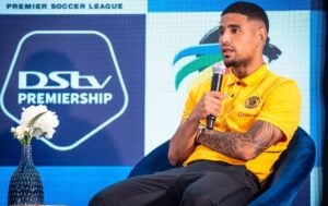 Kaizer Chiefs star Keagan Dolly addressing the media