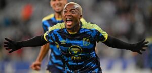 Khanyisa Mayo in action for Cape Town City in the DStv Premiership