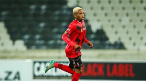 Lehlohonolo Mojela in action for TS Galaxy in the Carling Knockout Cup
