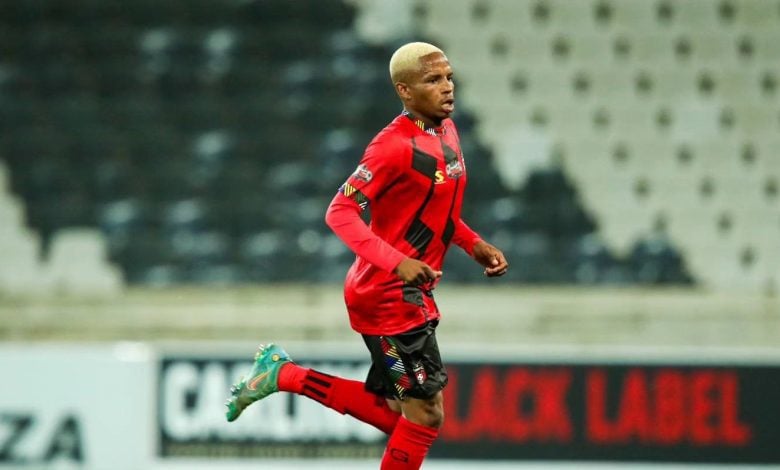 Lehlohonolo Mojela in action for TS Galaxy in the Carling Knockout Cup