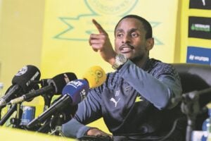 Mamelodi Sundowns coach Rulani Mokwena during a press conference