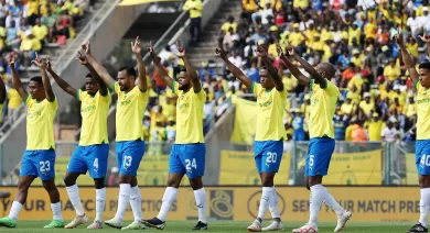 Mamelodi Sundowns players saluting their fans before a game