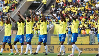 Mamelodi Sundowns players saluting their fans before a game