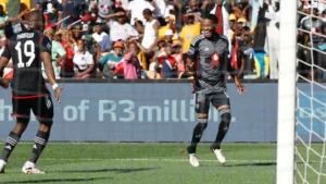 Monnapule Saleng of Orlando Pirates celebrating