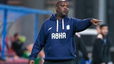 Pitso Mosimane on the sidelines during Abha Club match in the Saudi Pro League