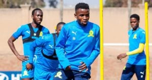 Promise Mkhuma during Mamelodi Sundowns training