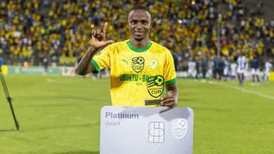 Thembinkosi Lorch of Mamelodi Sundowns after his MOM display