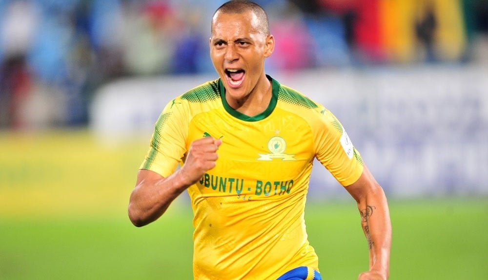 Wayne Arendse celebrates a goal for Mamelodi Sundowns