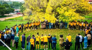 A moment of silence and prayer Kaizer Chiefs player, Luke Fleurs by the club