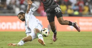 Abbubaker Mobara in action for fir AmaZulu FC against Orlando Pirates